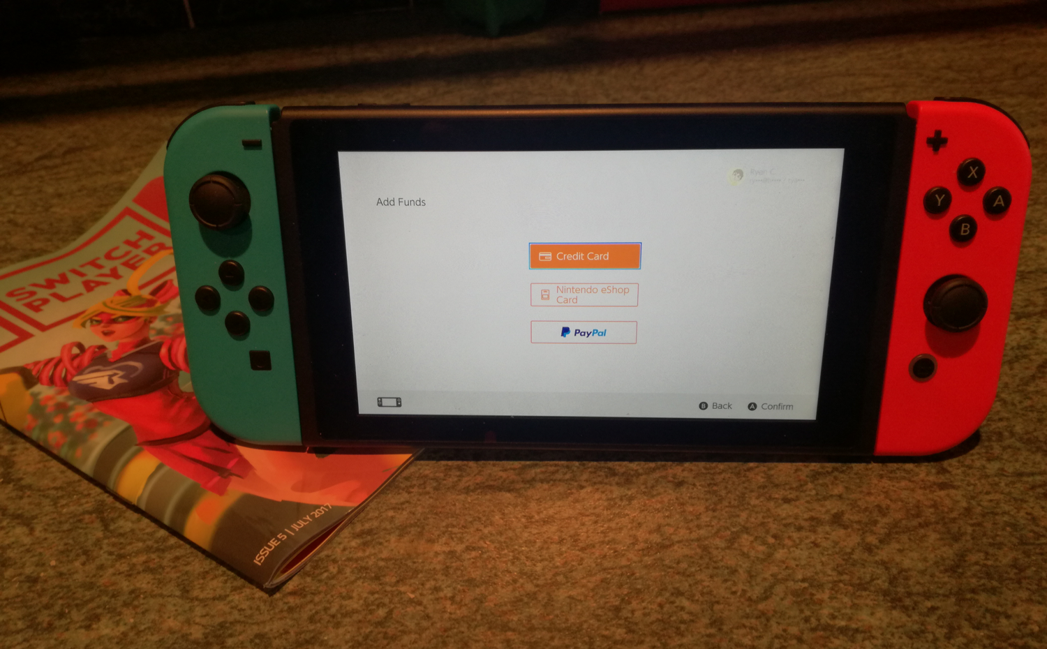 Adding funds store to nintendo switch